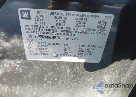 2017 Chevrolet Equinox Lt from USA, damaged, VIN 2GNFLFEK9H6266805